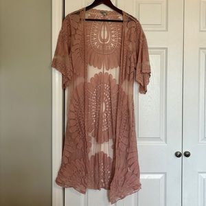 Dusty Pink Lace Duster